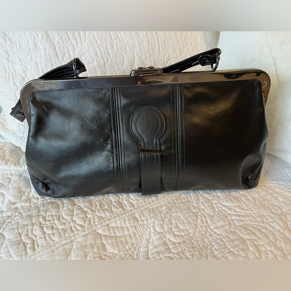 Vintage Ruth Stalz Designer Leather click lock Adjustable Strap Purse with scarf - Picture 4 of 16
